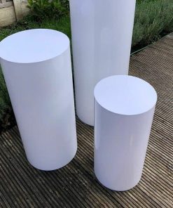 White Round Wooden Plinths