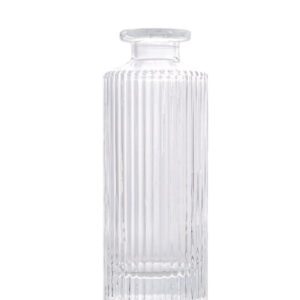 Clear Glass Bottle Ribbed Vase